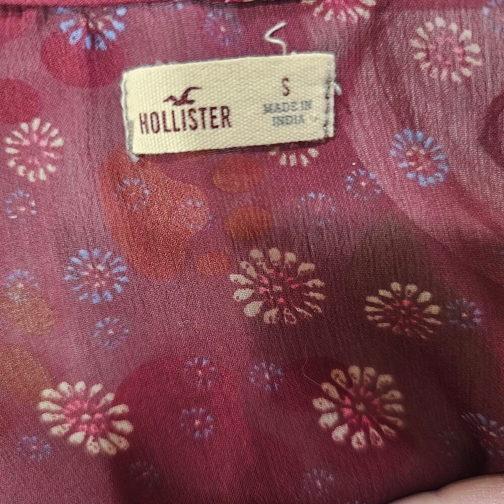 Hollister Sheer Boho Tank Top Burgundy Floral Flowy Size S - Picture 5 of 5